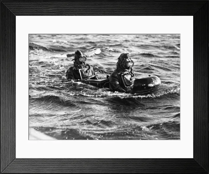 Framed Print : Two crew of Royal Navy Chariot human torpedos Framed Print : Two crew of Royal Navy Chariot human torpedos
