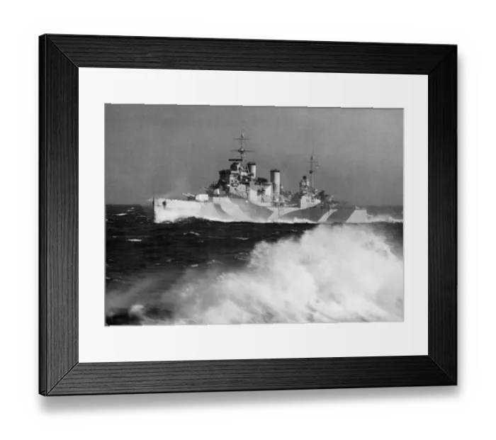 Framed Print : The Royal Navy County Class cruiser HMS London on Atlantic patrol during the Second World Framed Print : The Royal Navy County Class cruiser HMS London on Atlantic patrol during the Second World
