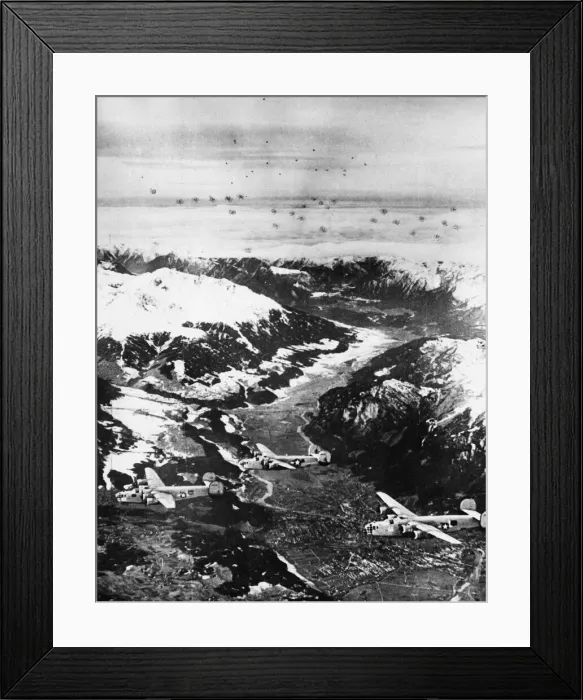 Framed Print : Americans bombers strike at German communications. Heading over the Alps for
