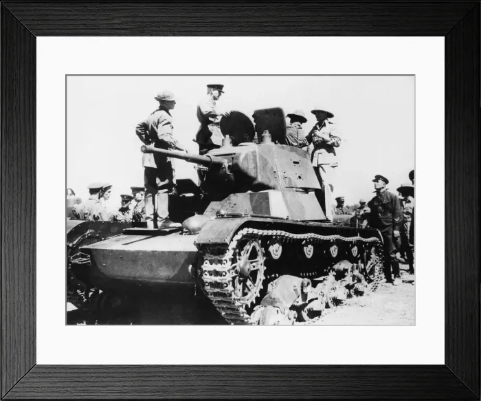 Framed Print : A British general with some British and Indian troops visited the Russian lines in Iran