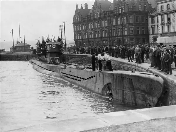Captured German submarine U-1023 on show at West Bute Basin, Cardiff Docks
