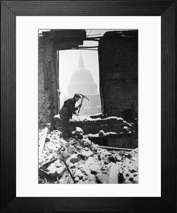 Framed Print : Bomb damage in Central London after a German Air Raid during The Blitz Framed Print : Bomb damage in Central London after a German Air Raid during The Blitz