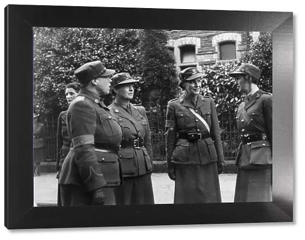 Corps Commandant Mrs. R. Peake inspected new recruits of the M. T. C. at Cardiff