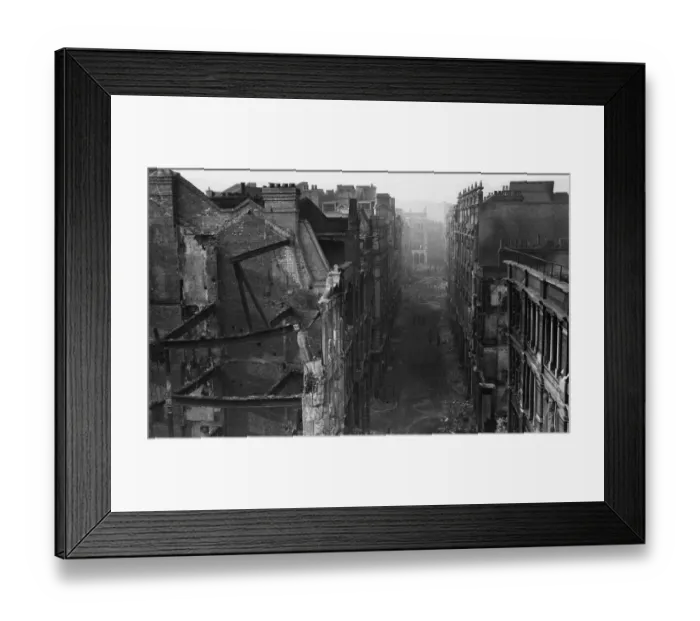 Framed Print : View of bomb damage Jewin Street in the City of London, after it was struck by bombs of