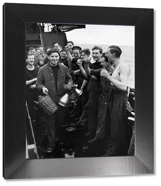 Picture taken on board, one of HMS Escort Vessels during West Coast Convoy shows one of