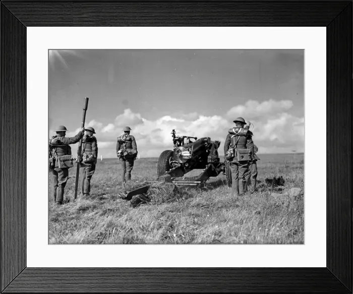 Framed Print : The British Army in training with a new field gun. World War Two Framed Print : The British Army in training with a new field gun. World War Two