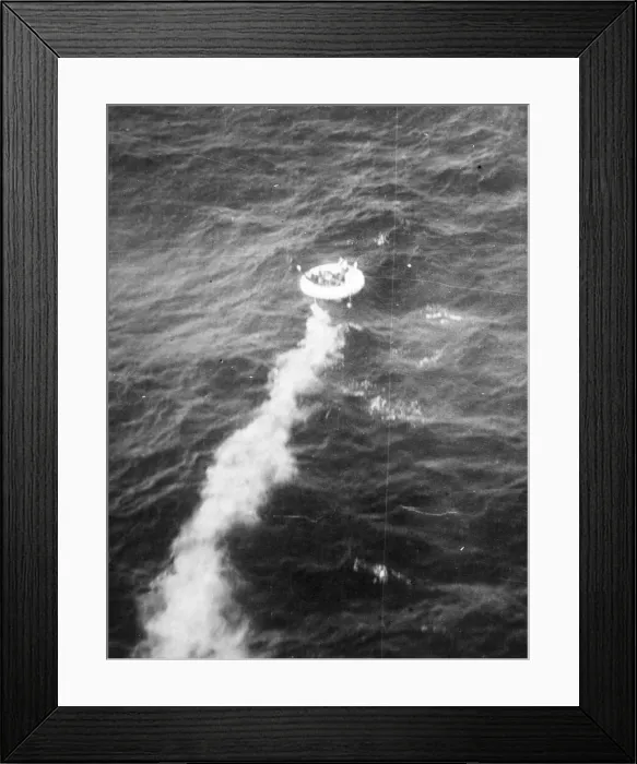Framed Print : British and Australian crew of a Wellington bomber are rescued from a dinghy in The Bay Framed Print : British and Australian crew of a Wellington bomber are rescued from a dinghy in The Bay