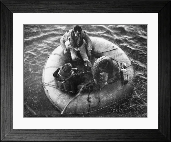 Framed Print : Airmen rescued after a forced landing. Location unknown Framed Print : Airmen rescued after a forced landing. Location unknown