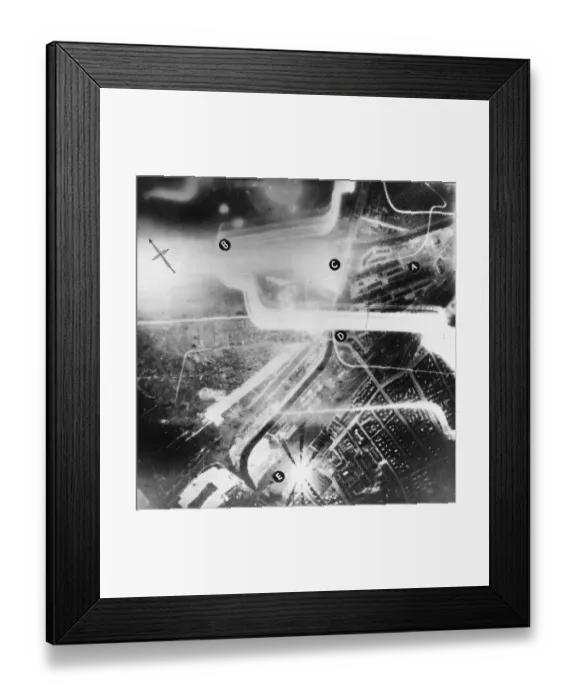 Framed Print : A aerial view taken during a night attack on the Westhafen docks, Berlin Framed Print : A aerial view taken during a night attack on the Westhafen docks, Berlin