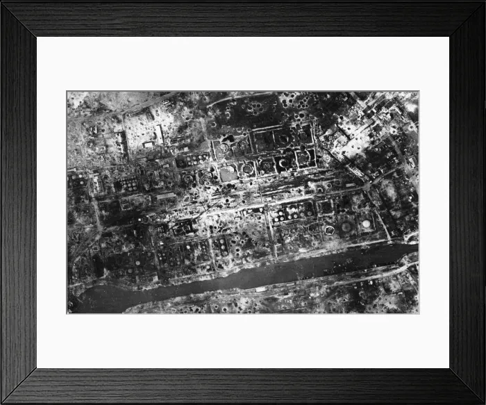 Framed Print : An example of the devastating effect the Allied air assault on German oil targets Framed Print : An example of the devastating effect the Allied air assault on German oil targets