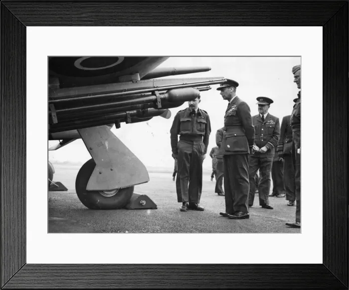 Framed Print : King George VI inspects Typhoons fitted with rocket projectiles Framed Print : King George VI inspects Typhoons fitted with rocket projectiles