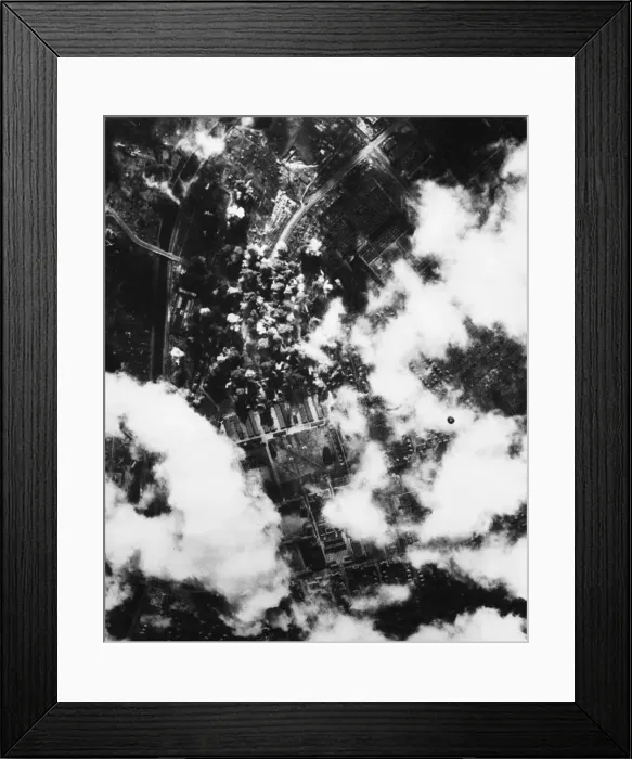 Framed Print : Flying Fortresses and Liberator bombers of the 8th Air Force attack industrial targets Framed Print : Flying Fortresses and Liberator bombers of the 8th Air Force attack industrial targets