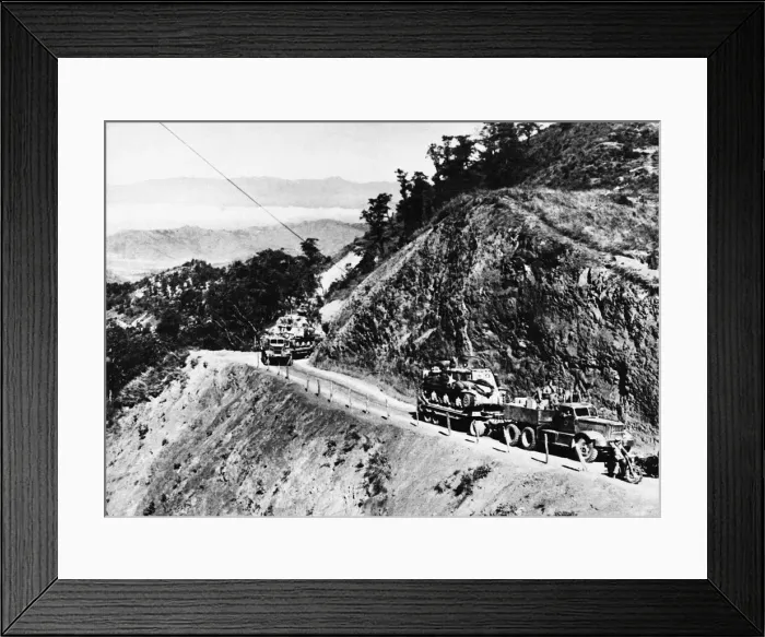 Framed Print : British armour makes its way along the road from Imphal to Tamu. 8th February 1945 Framed Print : British armour makes its way along the road from Imphal to Tamu. 8th February 1945