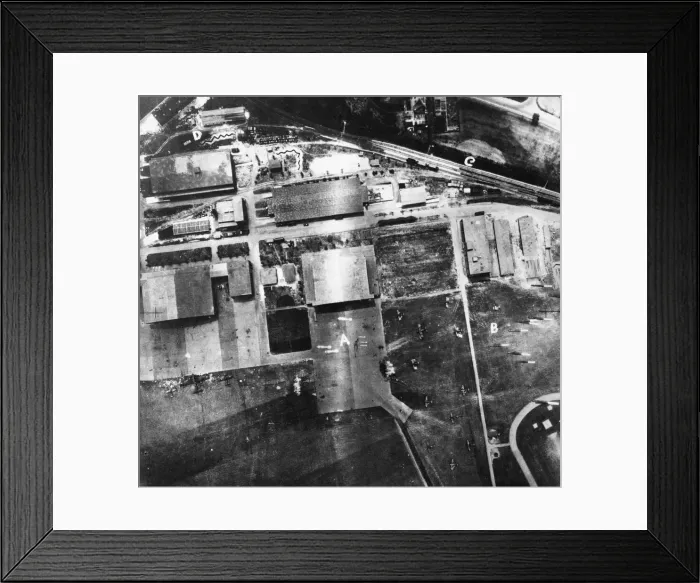 Framed Print : A low level attack on Eschwege Aerodrome (30 miles east of Kassel Framed Print : A low level attack on Eschwege Aerodrome (30 miles east of Kassel