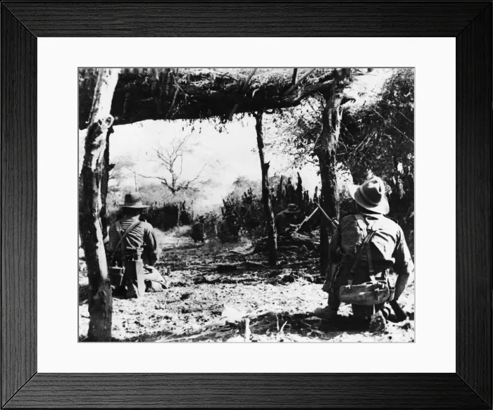 Framed Print : British infantrymen search Japanese foxholes in Meiktila during Second World War Framed Print : British infantrymen search Japanese foxholes in Meiktila during Second World War
