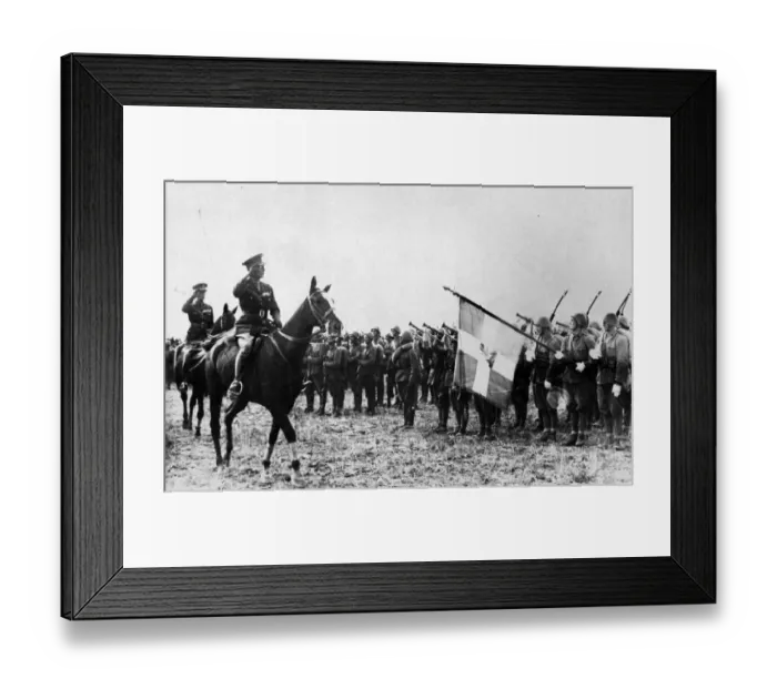 Framed Print : King George II of Greece reviews Greek troops. Circa January 1941