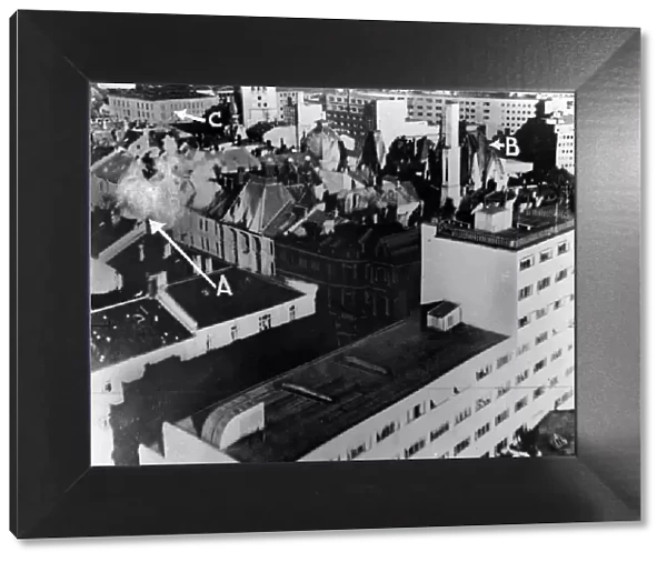 Air raid on the Victoria Terrasse building in Oslo, the HQ of the Gestapo in Norway