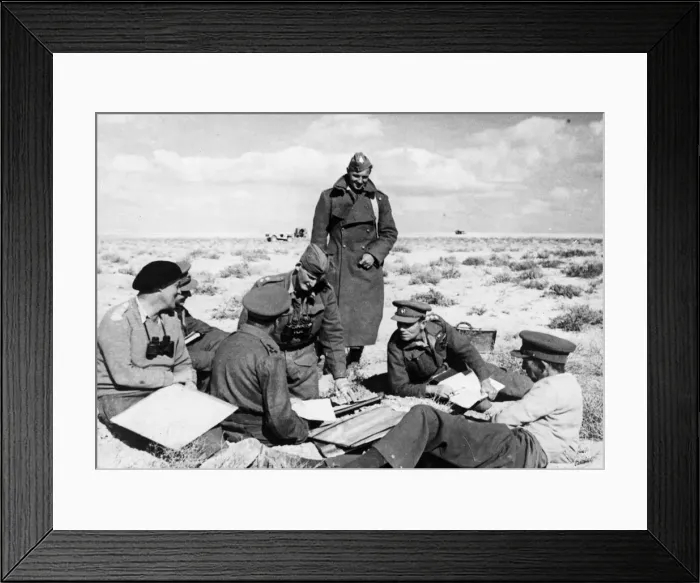 Framed Print : A Brigadier and other officers hold a conference in the Western Desert during the British Framed Print : A Brigadier and other officers hold a conference in the Western Desert during the British