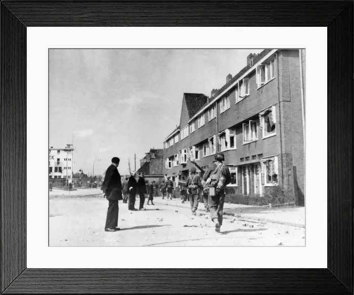 Framed Print : Civilians watch Canadian troops pass through Groningen, Netherlands, after its liberation Framed Print : Civilians watch Canadian troops pass through Groningen, Netherlands, after its liberation