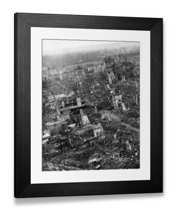 Framed Print : An air view of devastated Julick, on the road to Cologne, Germany