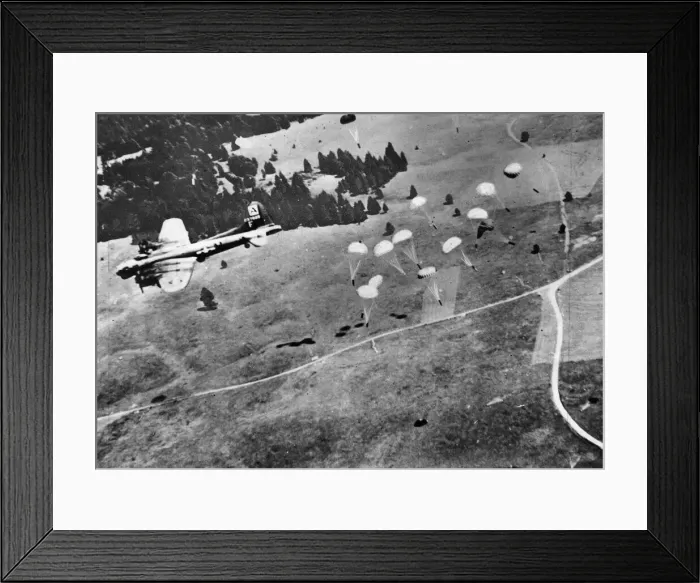 Framed Print : B-17 Flying Fortresses of the U. S. A. A. F. drop supplies to Maquis. August 1944 Framed Print : B-17 Flying Fortresses of the U. S. A. A. F. drop supplies to Maquis. August 1944