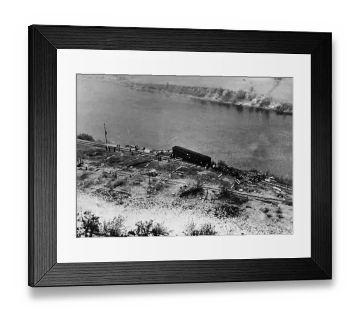 Framed Print : On October 7th 1943, a German military train was wrecked by sabotage