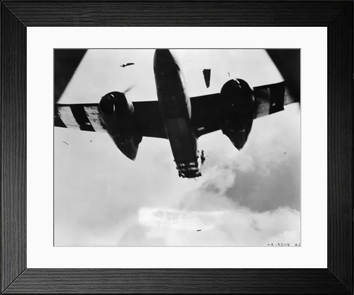 Framed Print : A Douglas A-20 Havoc Light bomber of the 9th US Air force is shot down over France