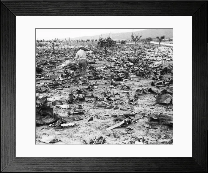 Framed Print : Italy in the wake of the retreating Germans. German ammunition dump destroyed by British Framed Print : Italy in the wake of the retreating Germans. German ammunition dump destroyed by British