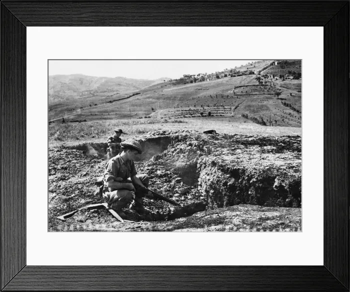 Framed Print : This defence position, in the heart of the Gothic Line, was taken by men of D