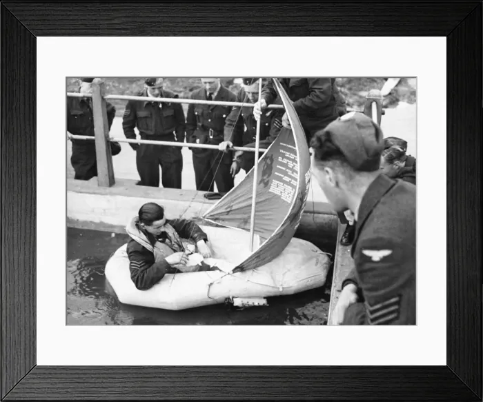 Framed Print : Lancaster crews in dinghy drill during Second World War. 30th August 1943 Framed Print : Lancaster crews in dinghy drill during Second World War. 30th August 1943