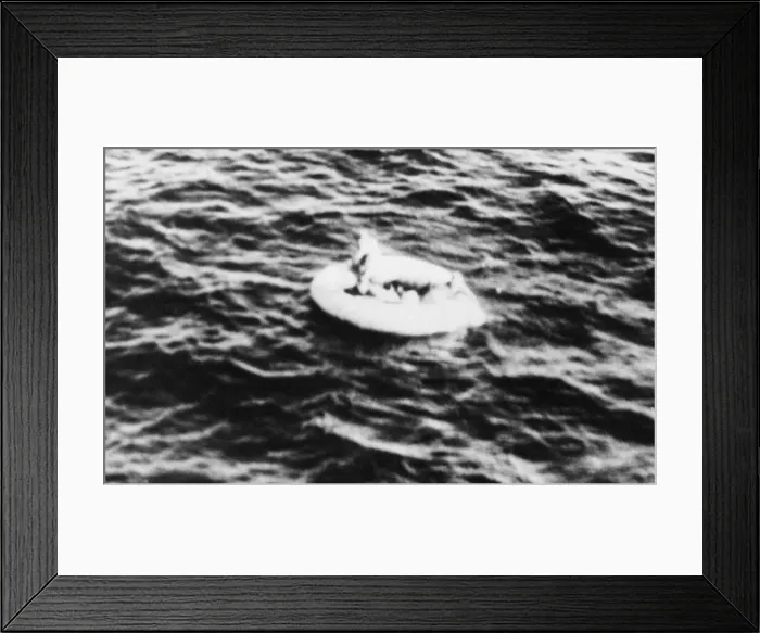 Framed Print : Dinghy with crew of a coastal command Wellington which made a forced landing in Framed Print : Dinghy with crew of a coastal command Wellington which made a forced landing in