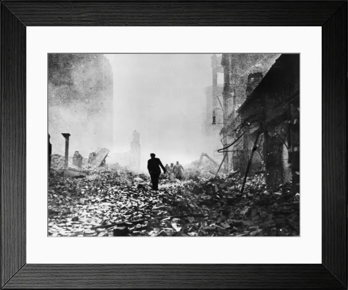 Framed Print : Evidence of the terrific battering Hamburg received from RAF