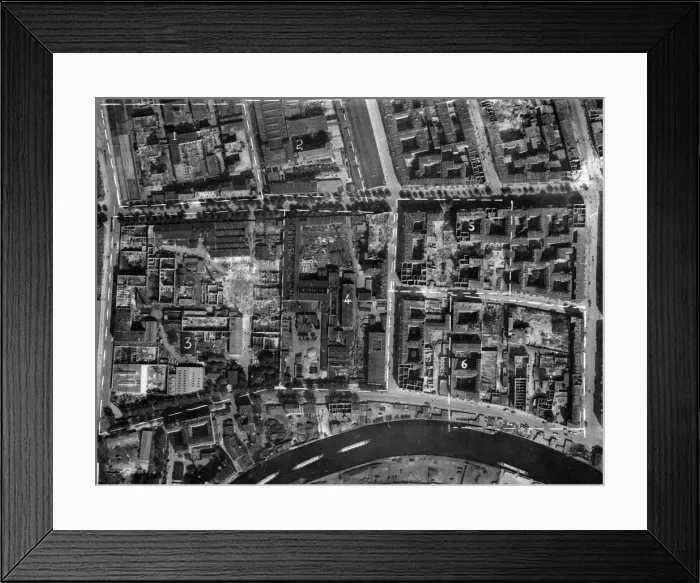 Framed Print : Part of the Charlottenburg and Moabit district of Berlin after raids by RAF Bomber