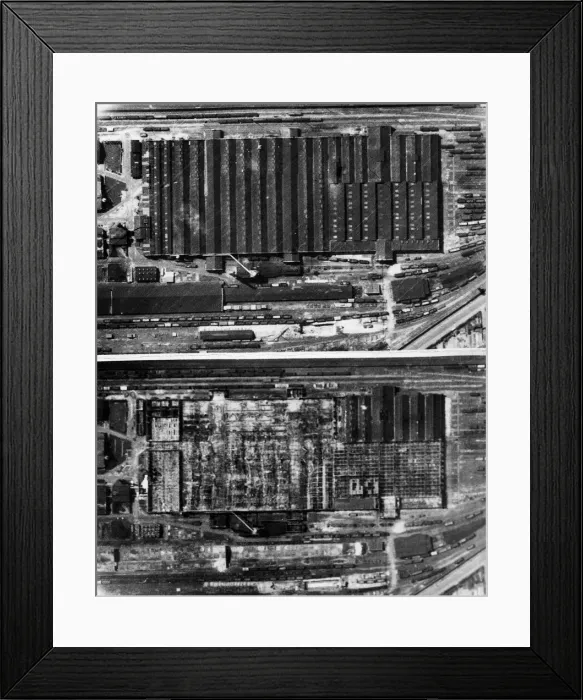 Framed Print : Reconnaissance pictures taken after the RAFs 1000 bomber raid on Cologne on May 30th Framed Print : Reconnaissance pictures taken after the RAFs 1000 bomber raid on Cologne on May 30th