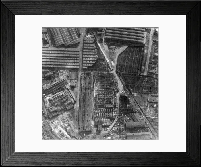 Framed Print : Photographs taken after the second heavy raid on Essen on the night of 12-13th March 1943 Framed Print : Photographs taken after the second heavy raid on Essen on the night of 12-13th March 1943