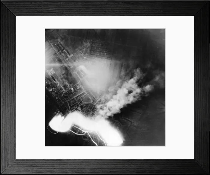 Framed Print : This excellent night photograph was taken during the attack on Emden on the night of 31st