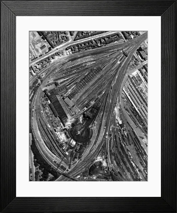 Framed Print : Extensive damage among the buildings, rolling stock and installations at the Gereon Framed Print : Extensive damage among the buildings, rolling stock and installations at the Gereon