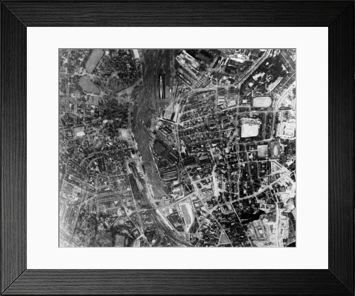 Framed Print : RAF Photo reconnaissance photograph of Kiel harbour following a raid by RAF Bomber Framed Print : RAF Photo reconnaissance photograph of Kiel harbour following a raid by RAF Bomber