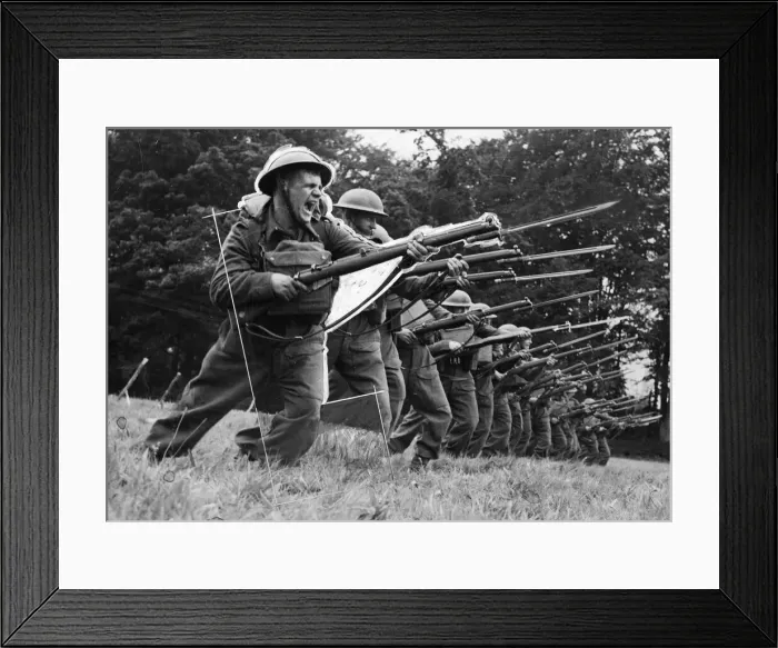 Framed Print : Amy troops bayonet training in England during the Second World War. September 1943 Framed Print : Amy troops bayonet training in England during the Second World War. September 1943