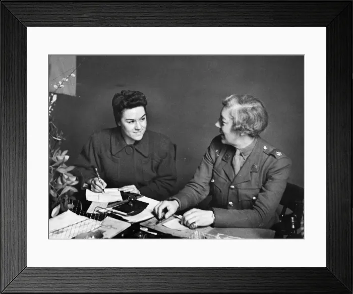 Framed Print : The Auxiliary Territorial Service (ATS) ladies. Caption suggests these are pay clerks Framed Print : The Auxiliary Territorial Service (ATS) ladies. Caption suggests these are pay clerks