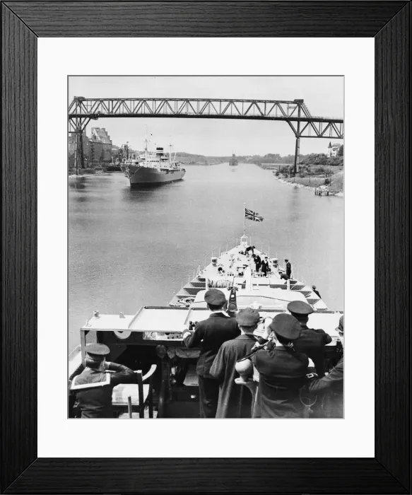 Framed Print : German merchant shipping in the canal as the Zealous approached one of the famous Kiel Framed Print : German merchant shipping in the canal as the Zealous approached one of the famous Kiel