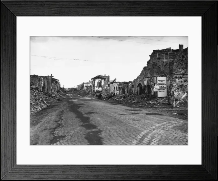 Framed Print : The badly battered town of Cisterna on the coast road to Rome. 29th June 1944 Framed Print : The badly battered town of Cisterna on the coast road to Rome. 29th June 1944