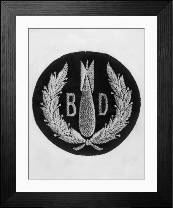 Framed Print : A new badge which has been approved for distribution to members of the Bomb Disposal