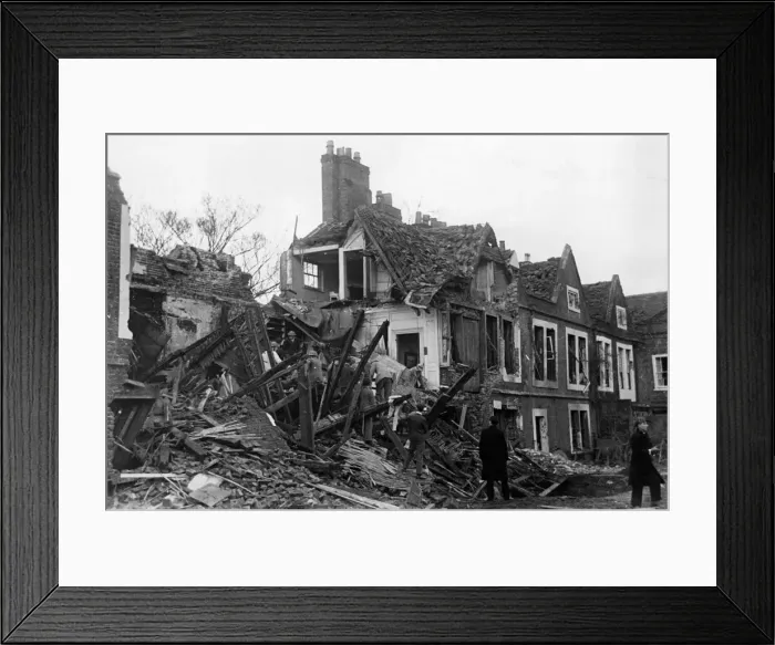 Framed Print : Eton College bombed. One of the masters houses in the college Framed Print : Eton College bombed. One of the masters houses in the college