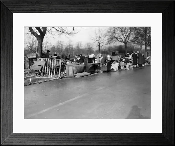 Framed Print : A south coast town raided during the Second World War. Furniture on the roadside Framed Print : A south coast town raided during the Second World War. Furniture on the roadside