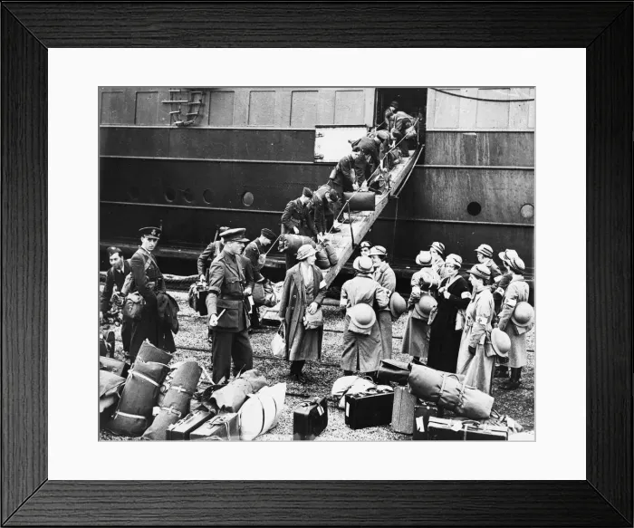 Framed Print : British nurses and airmen photographed immediately after their arrival somewhere in Framed Print : British nurses and airmen photographed immediately after their arrival somewhere in