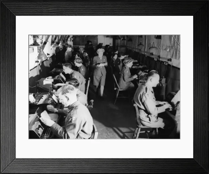 Framed Print : Men of the Royal Corps of Signals at work at a large formation headquarters Framed Print : Men of the Royal Corps of Signals at work at a large formation headquarters