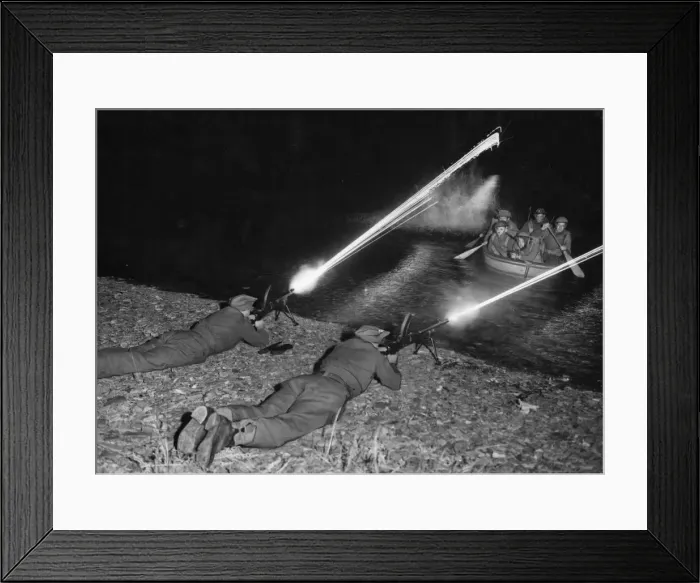 Framed Print : British army soldiers training for battle at night during the Second World War Framed Print : British army soldiers training for battle at night during the Second World War