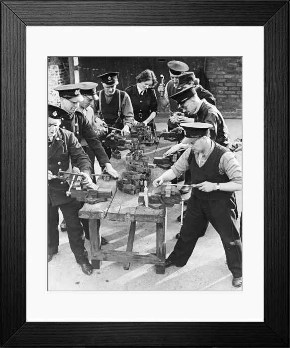 Framed Print : Members of the Barnet National Fire Service. In their off duty times Framed Print : Members of the Barnet National Fire Service. In their off duty times