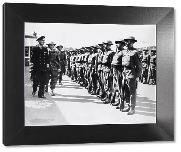 Picture shows King Haakon of Norway, inspecting The Home Guard